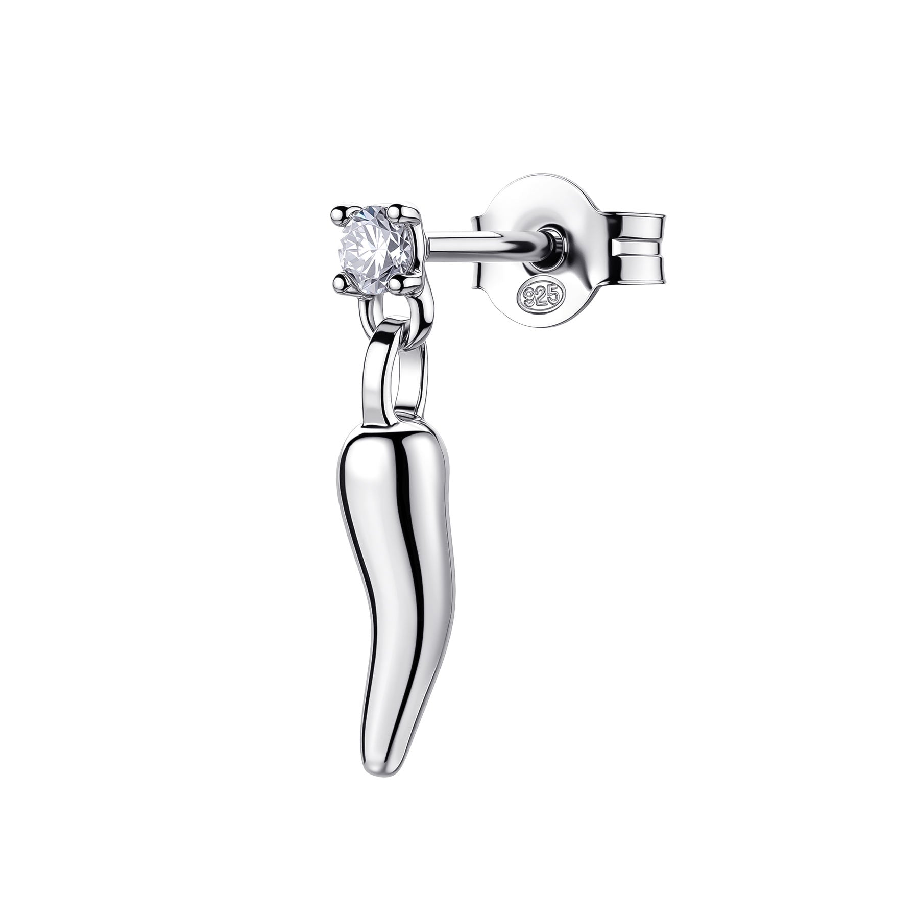 Rosato Mono orecchino lobo cornetto Allegra - ALLEGRA - argento