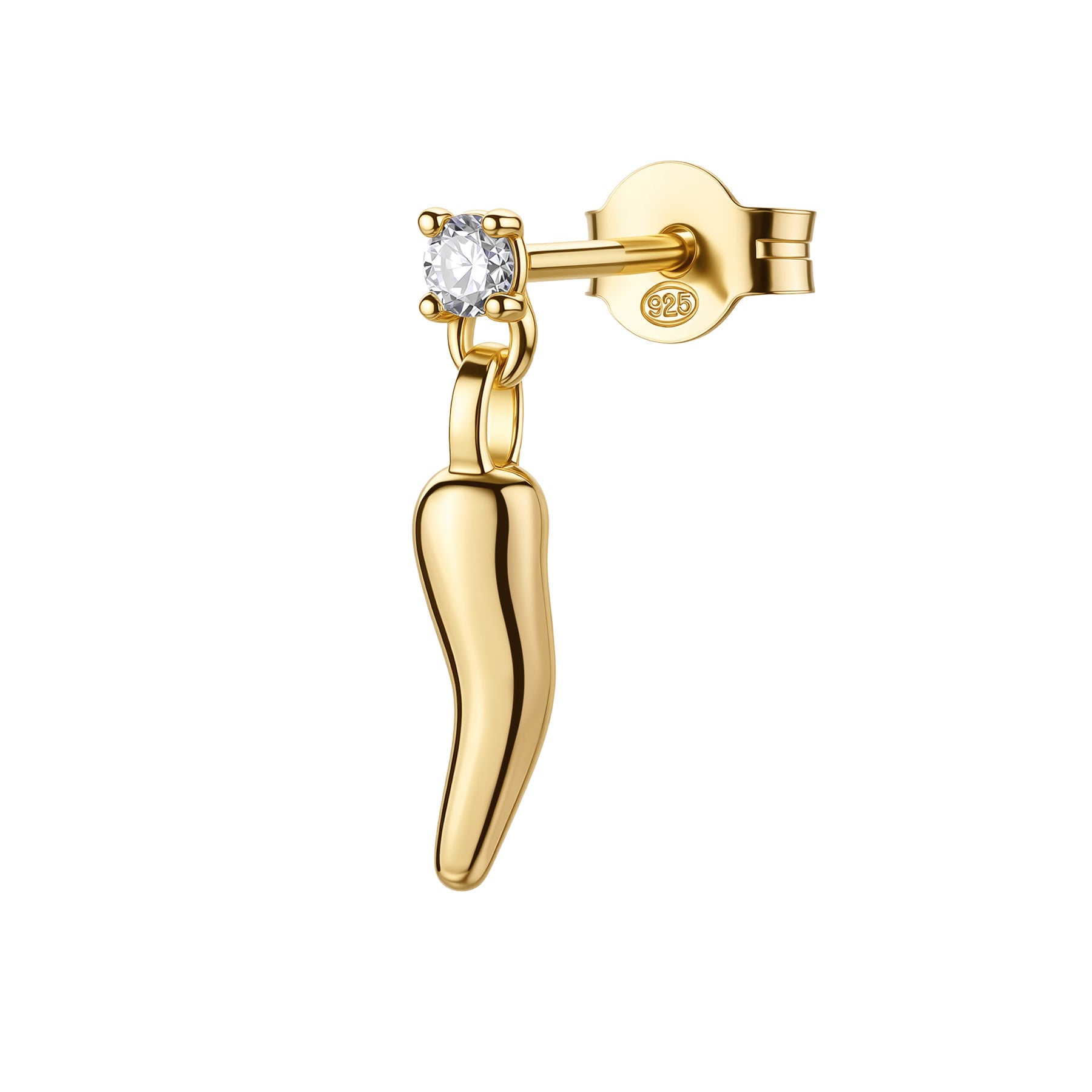 Rosato Mono orecchino lobo cornetto Allegra - ALLEGRA - argento