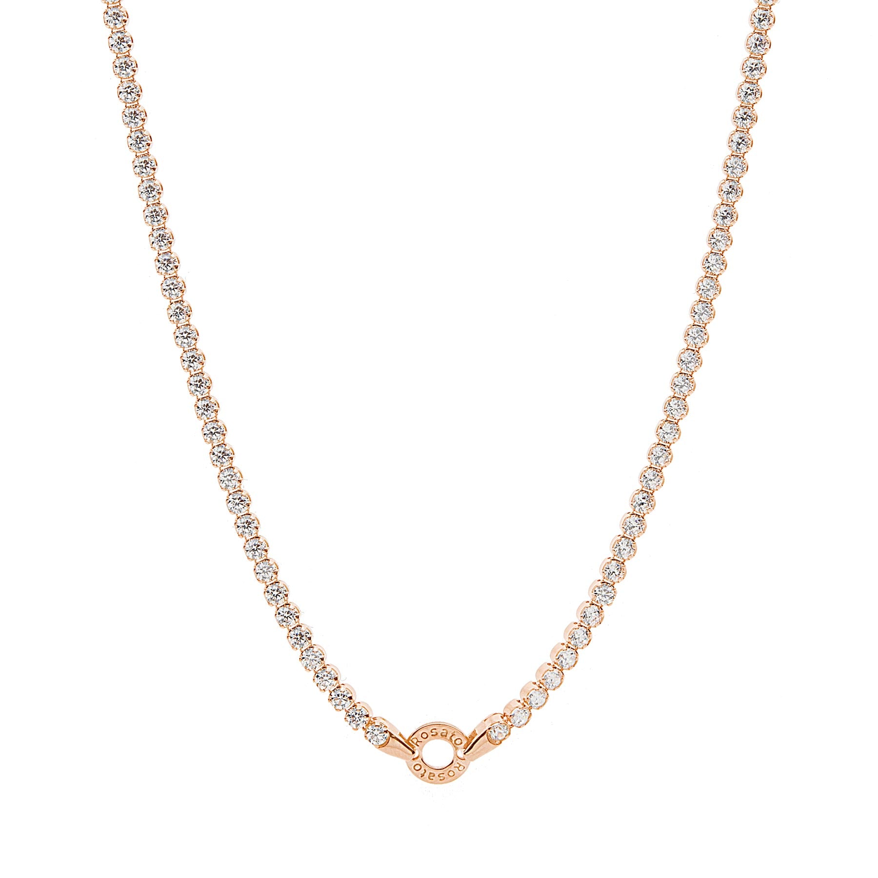 Collana con Lettera Rosato in Argento con Borchie e Zirconi - Cubica Collana con Lettera Rosato in Argento con Borchie e Zirconi - Cubica