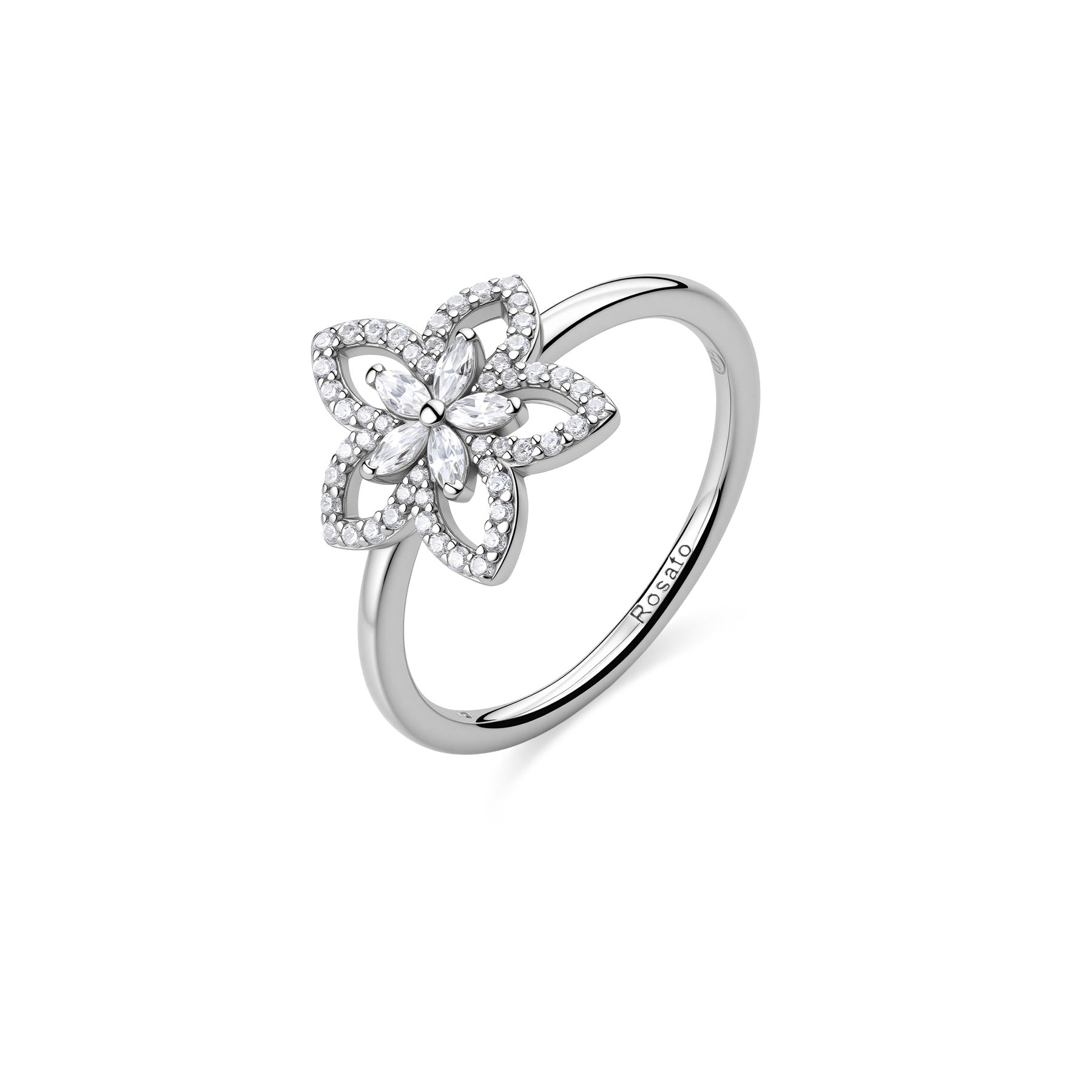 Rosato Anello fiore Gaia - GAIA - argento