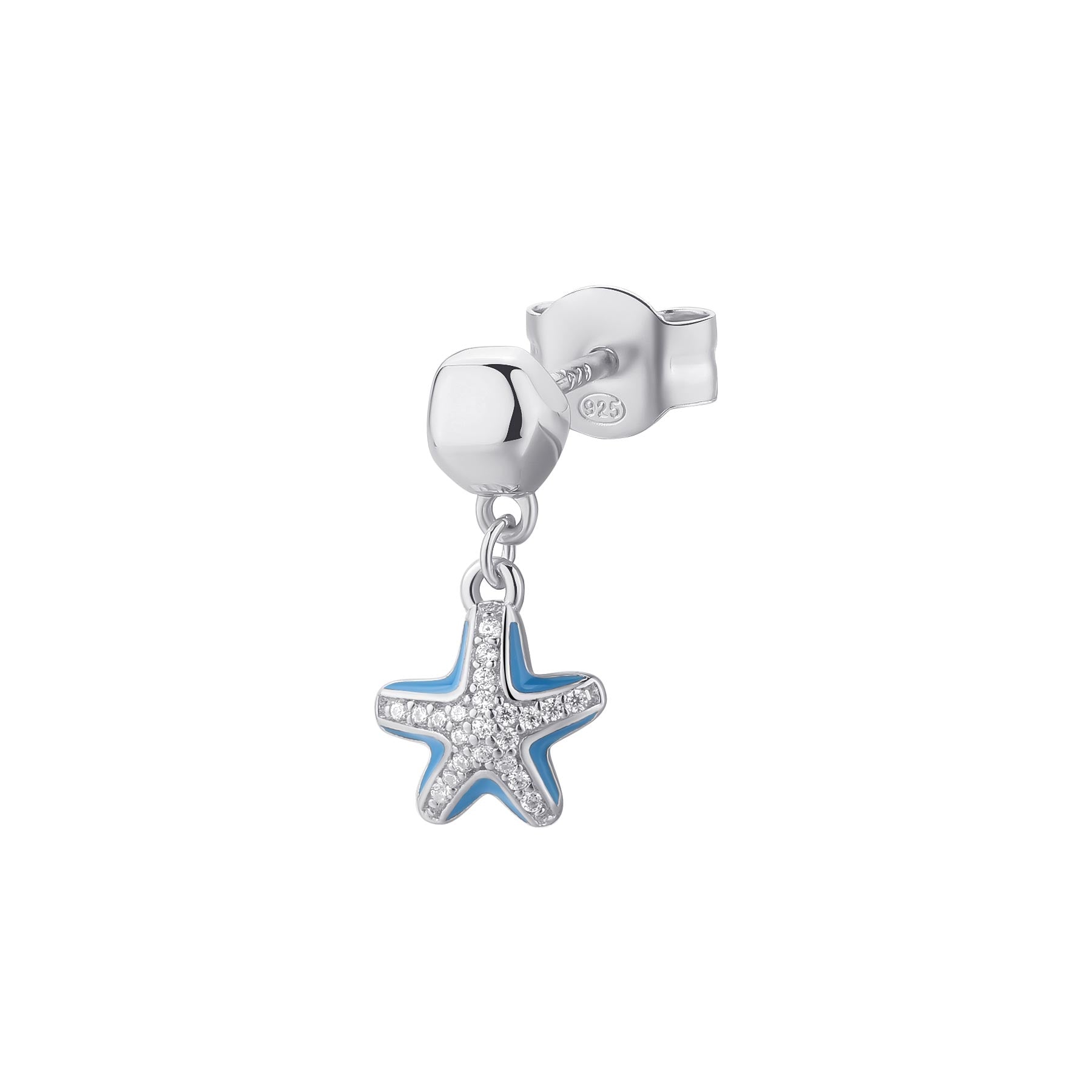 Rosato Mono orecchino pendente stella marina azzurra - AZZURRA - argento