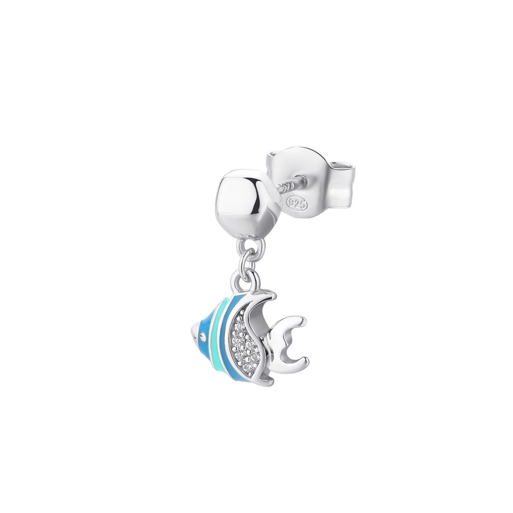 Rosato Mono orecchino pendente pesce azzurra - AZZURRA - argento