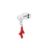 Rosato Mono orecchino pendente corallo azzurra - AZZURRA - argento