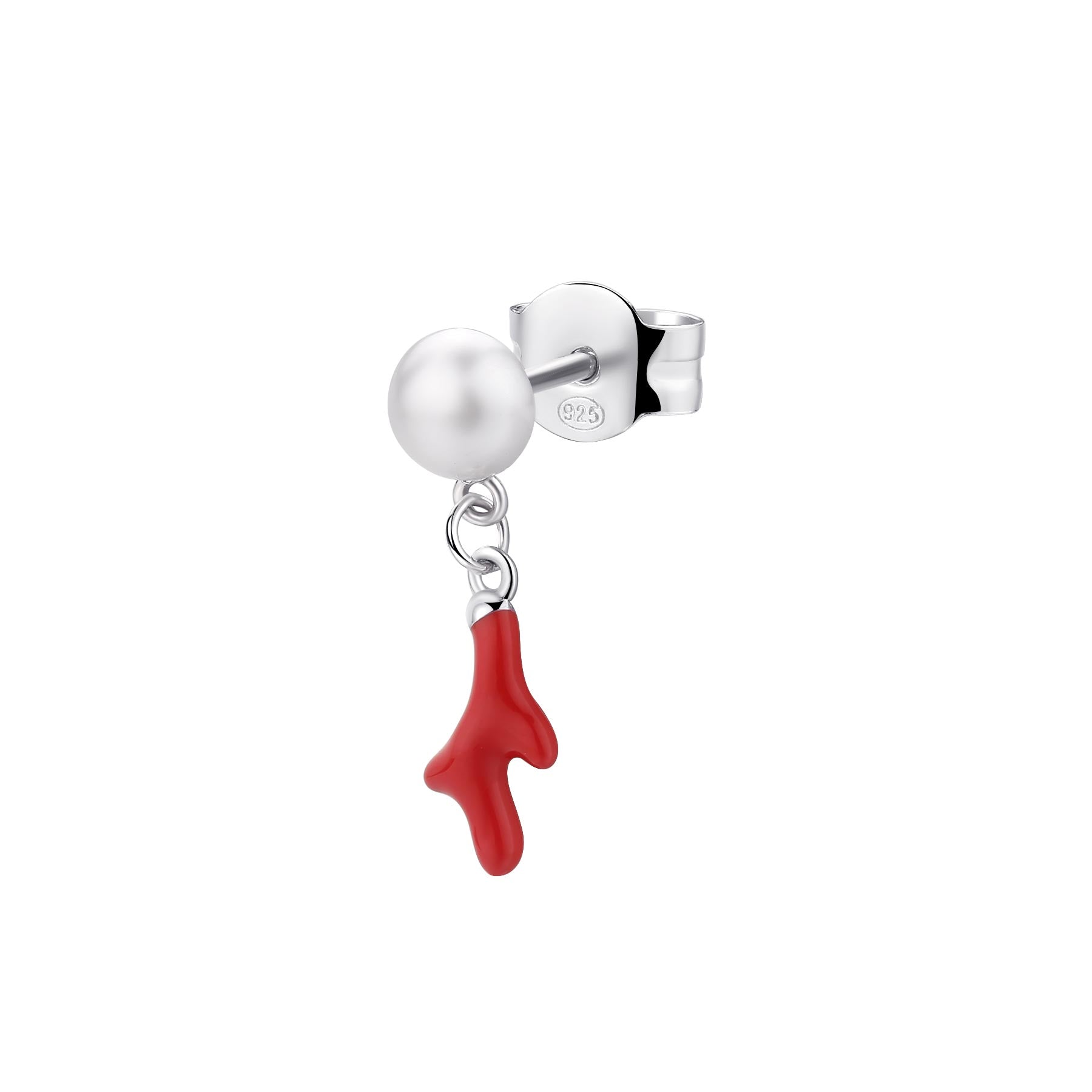 Rosato Mono orecchino pendente corallo azzurra - AZZURRA - argento