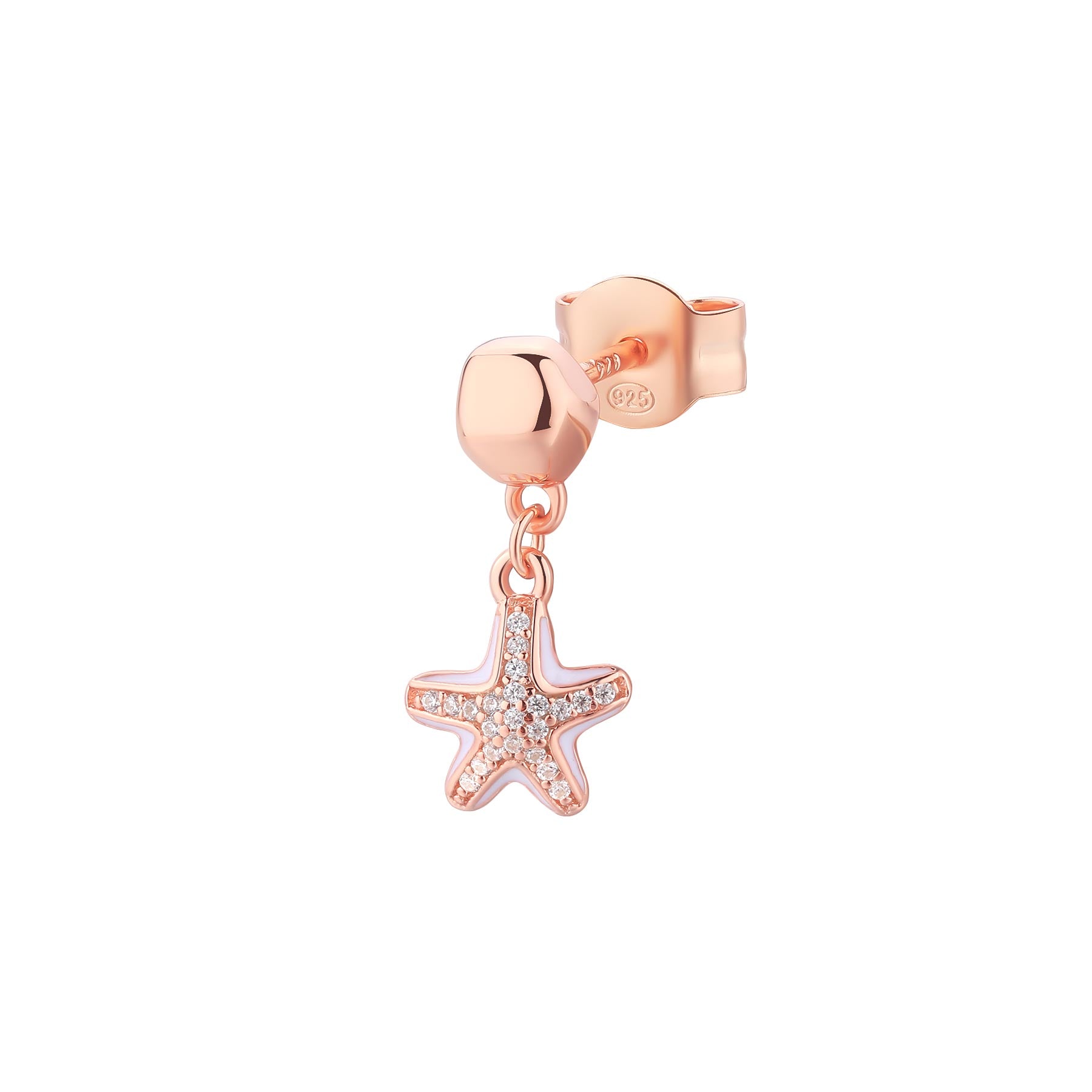 Rosato Mono orecchino pendente stella marina azzurra - AZZURRA - argento