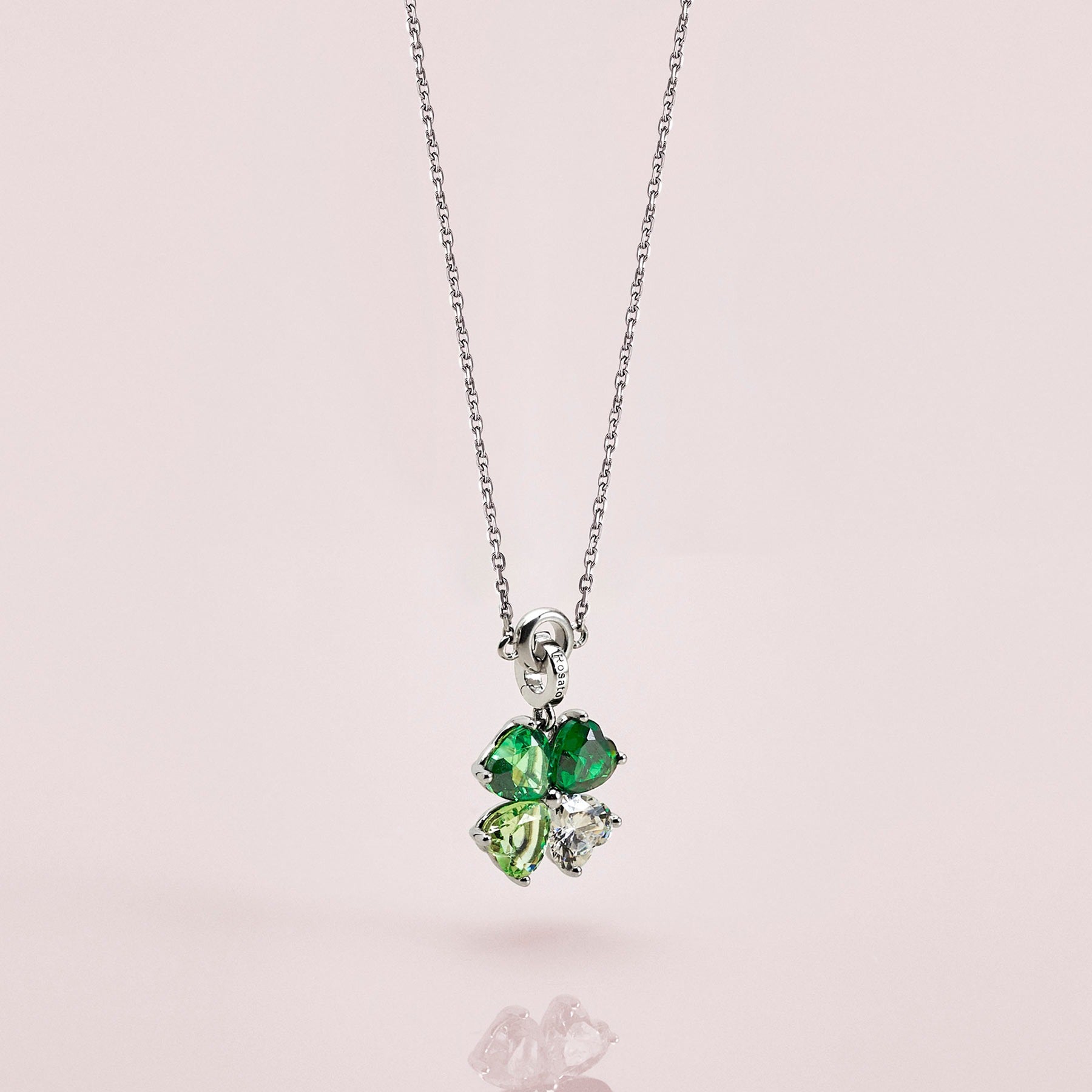 925‰ Sterling silver four-leaf clover charm, limited edition for Fondazione Veronesi, green multicolor cubi... _2